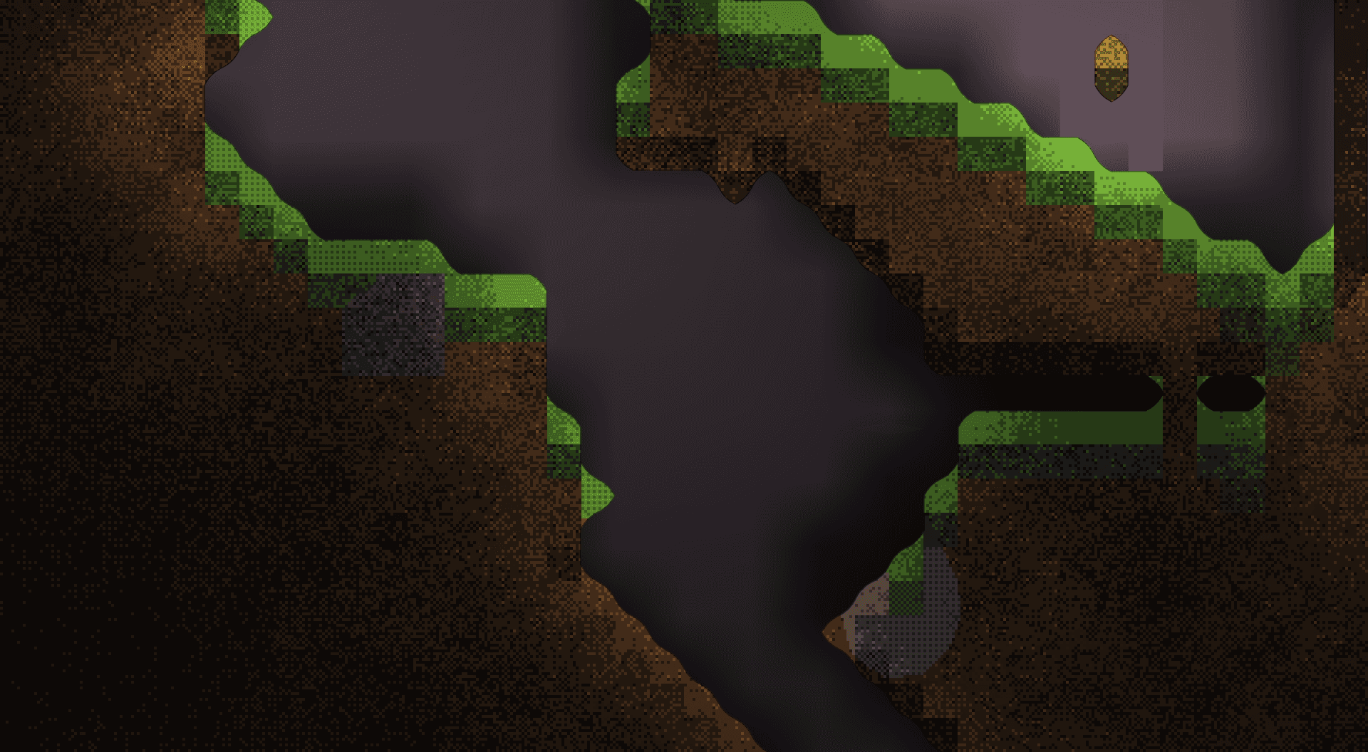 Grass-topped caverns opening into darkness